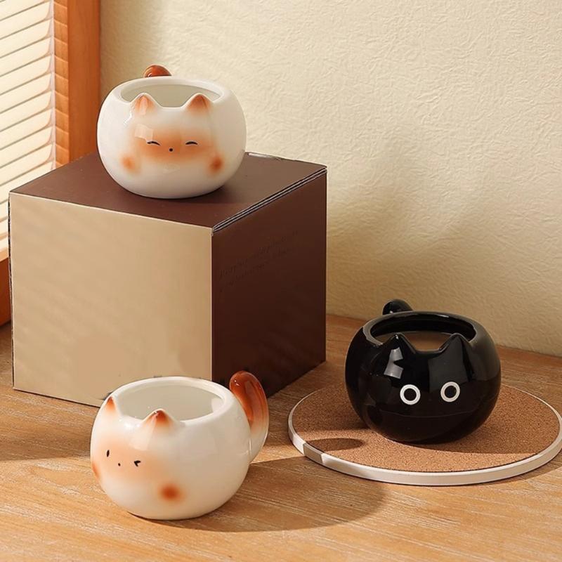 Durable Cats Shape Teas Cup Fashion Cats Shape Ceramic Mug Creative Drinkwares for Individual and Gift Use