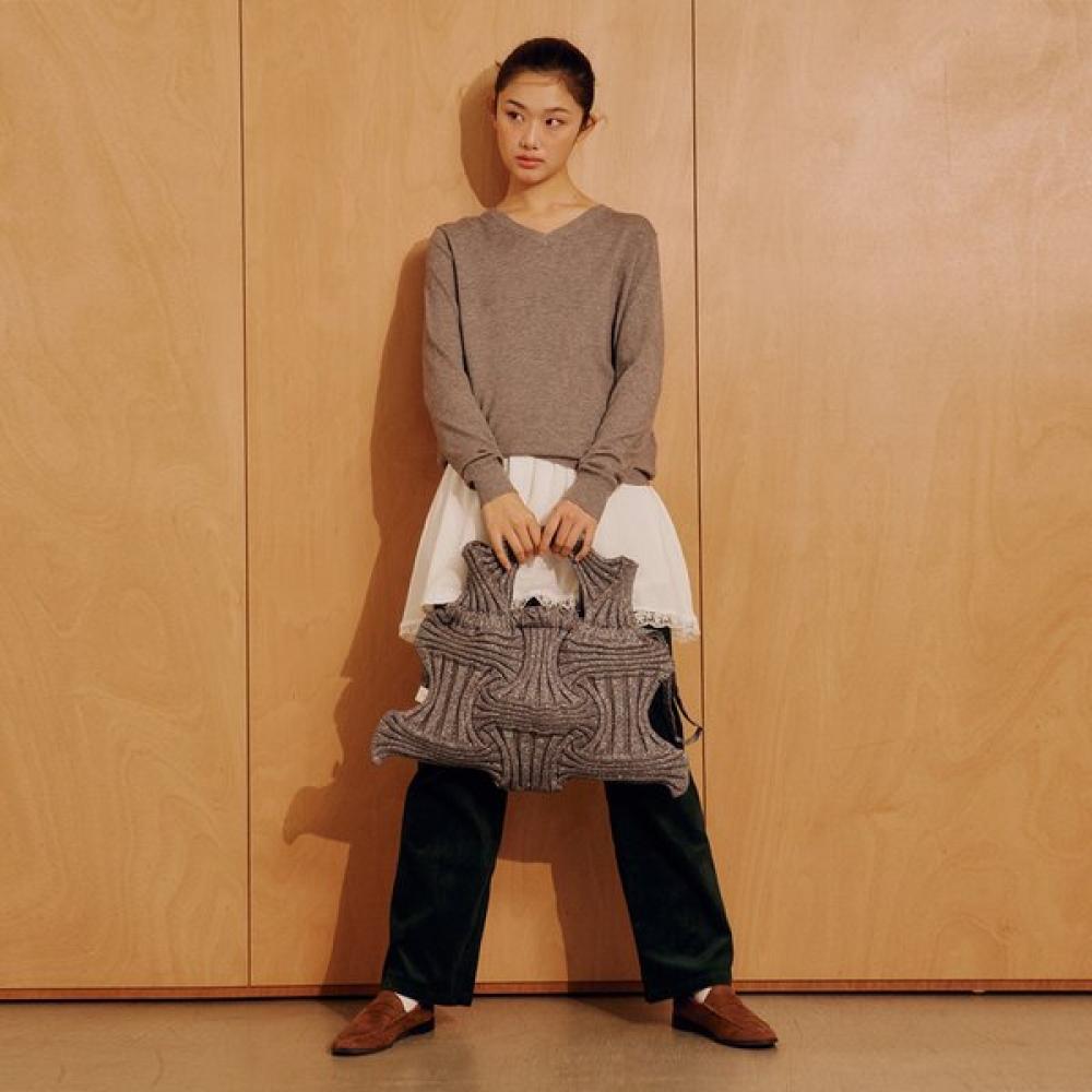 

Pleatsmama Big Bow Bag Brown Glitter Stone Single option