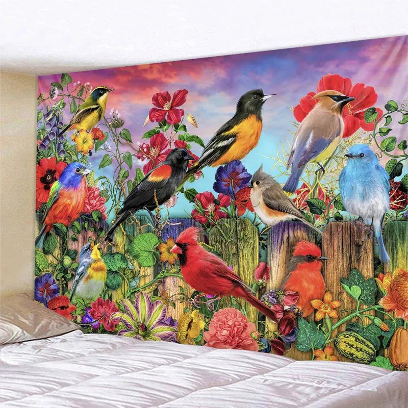 VIKAMA Jungle Bird Tapestry Psychedelic Forest Wall Hanging Exotic Bird Decor Suitable for Bedrooms and Yoga Studios