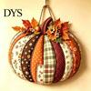 Cartello Appeso in Legno di Halloween Zucca Patchwork Appendiporta, Decorazione Casa Raccolta Autunnale con Foglie d'Acero Bacche, Parete Frontale Rustica Stagionale