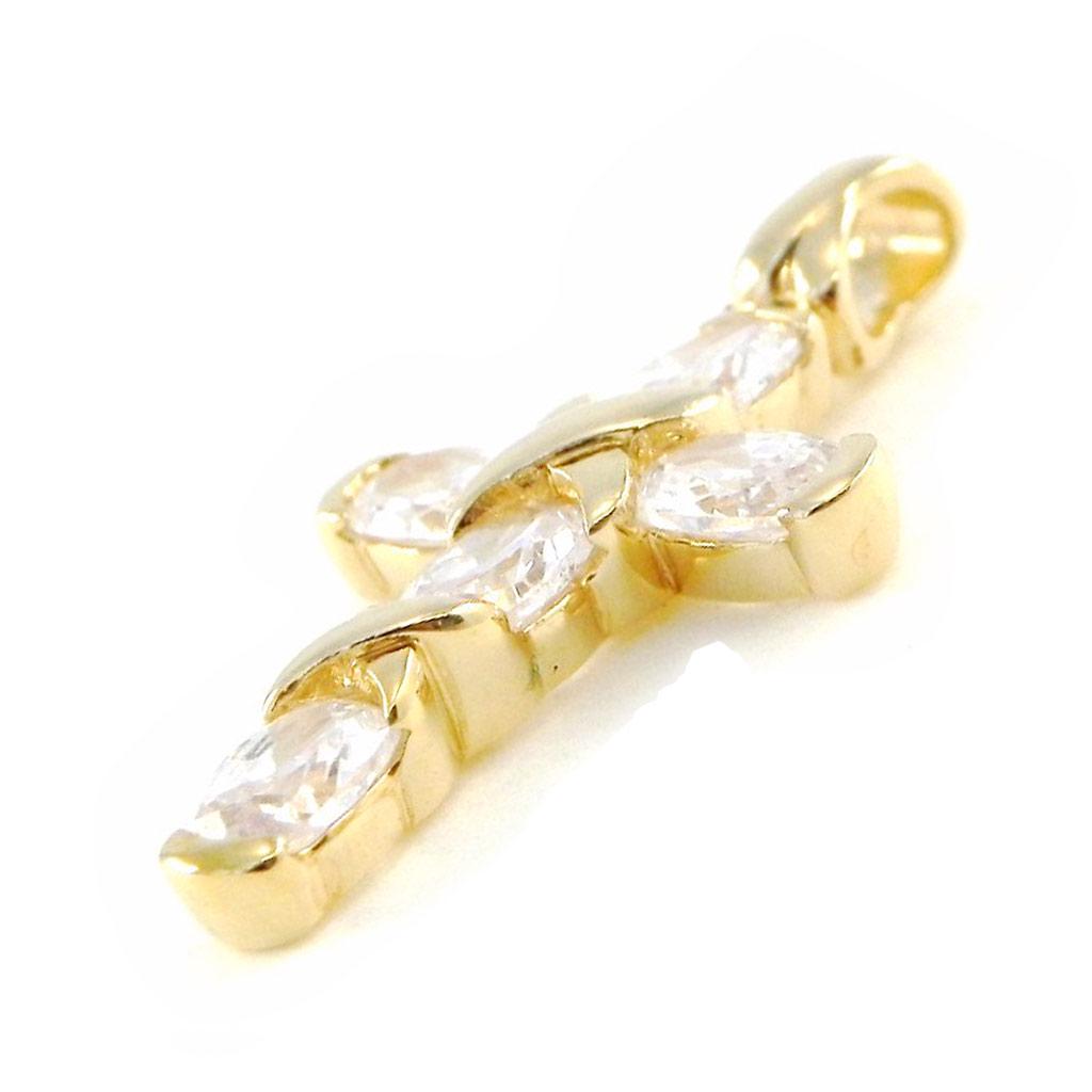 Les Trésors De Lily [F6810] - Gold Plated Pendant 'Purity Cross' Golden White - 15x25 Mm