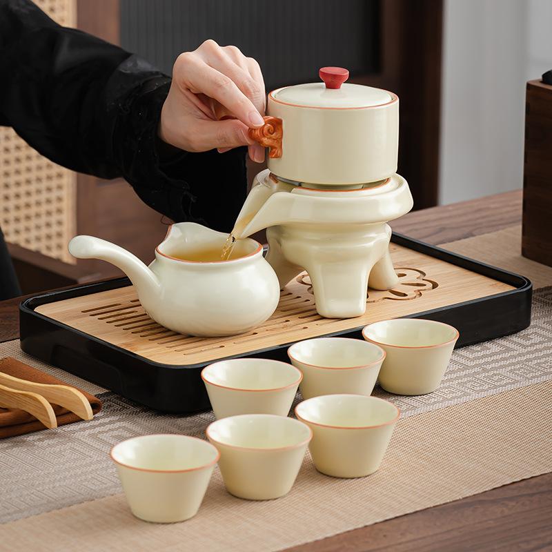 Huang Ru Simple Lazy Automatic Tea Set, a Complete Set of High-end Tea Trays, Anti-scalding Hand Portable Tea Brewer