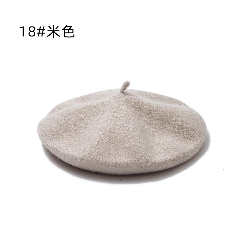Hat Female Winter Imitation Wool Beret British Autumn and Winter Versatile Knitted Painter Hat Pumpkin Hat