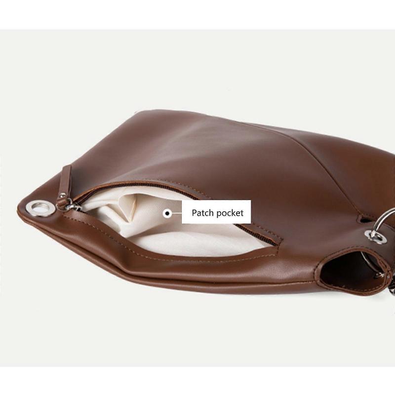 Women Chic Unconventional Single Strap Shoulder Bag Soft PU Leather Asymmetrical Crossbody Purse for Versatile Carrying  White