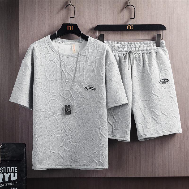 2024 Summer Men's Casual Two-Piece Sports Set: Ice Silk T-Shirt & Thin Shorts