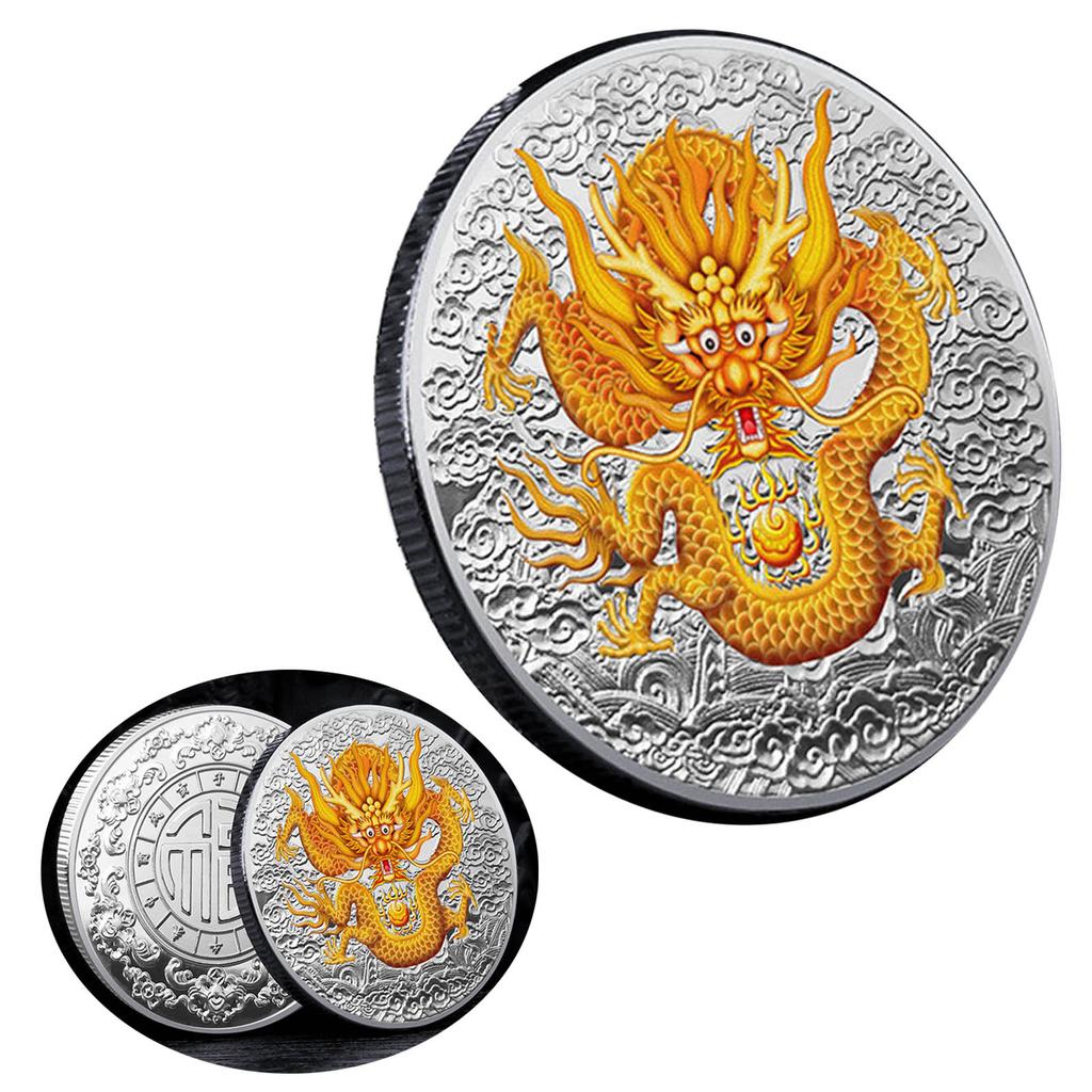 2024 Year of Dragon Chinese Coins Dragon Plated Gold Coin Collectible New Year China Mascot Souvenir