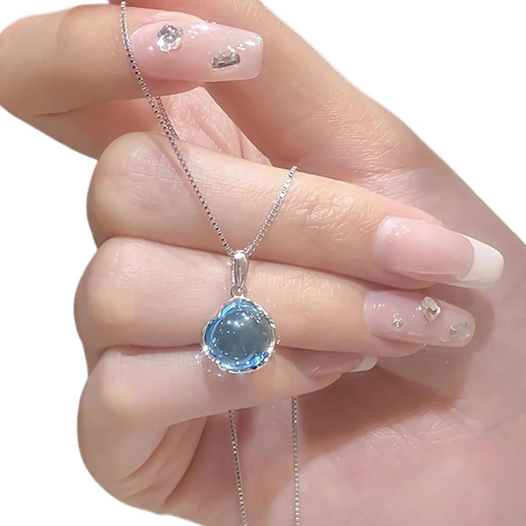 

Sweet Girls Clavicle Chain with Round Crystal Pendant Adjustable Neckchain Women s Accessories Valentine s Day Jewelry