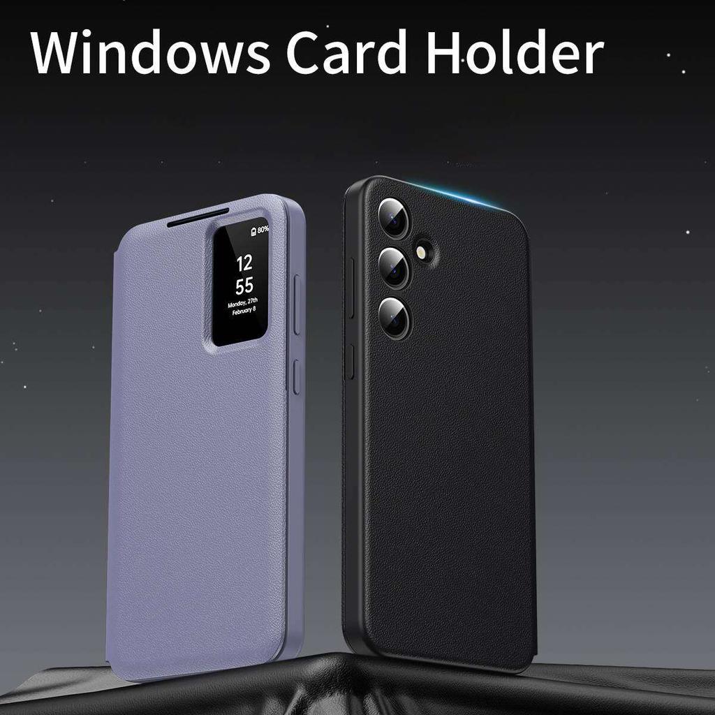 Flip Leather Case for Samsung Galaxy S26 S25 S24 S23 S22 Ultra/ Plus Smart Display LED View Windows & Wallet Card Holder Phone Bumpers Cover