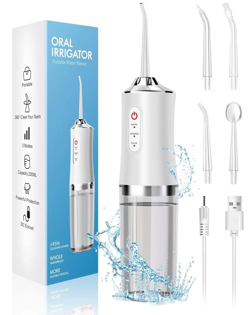 Portable Dental Water Flosser Oral Irrigator USB Rechargeable Water Floss Jet Tooth Pick 8 Tips 220ml Mouth washing machine