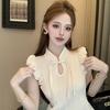 French Chinese Style Retro Hollow-out Vest Top Women's Summer Unique Designed Niche Blouse
