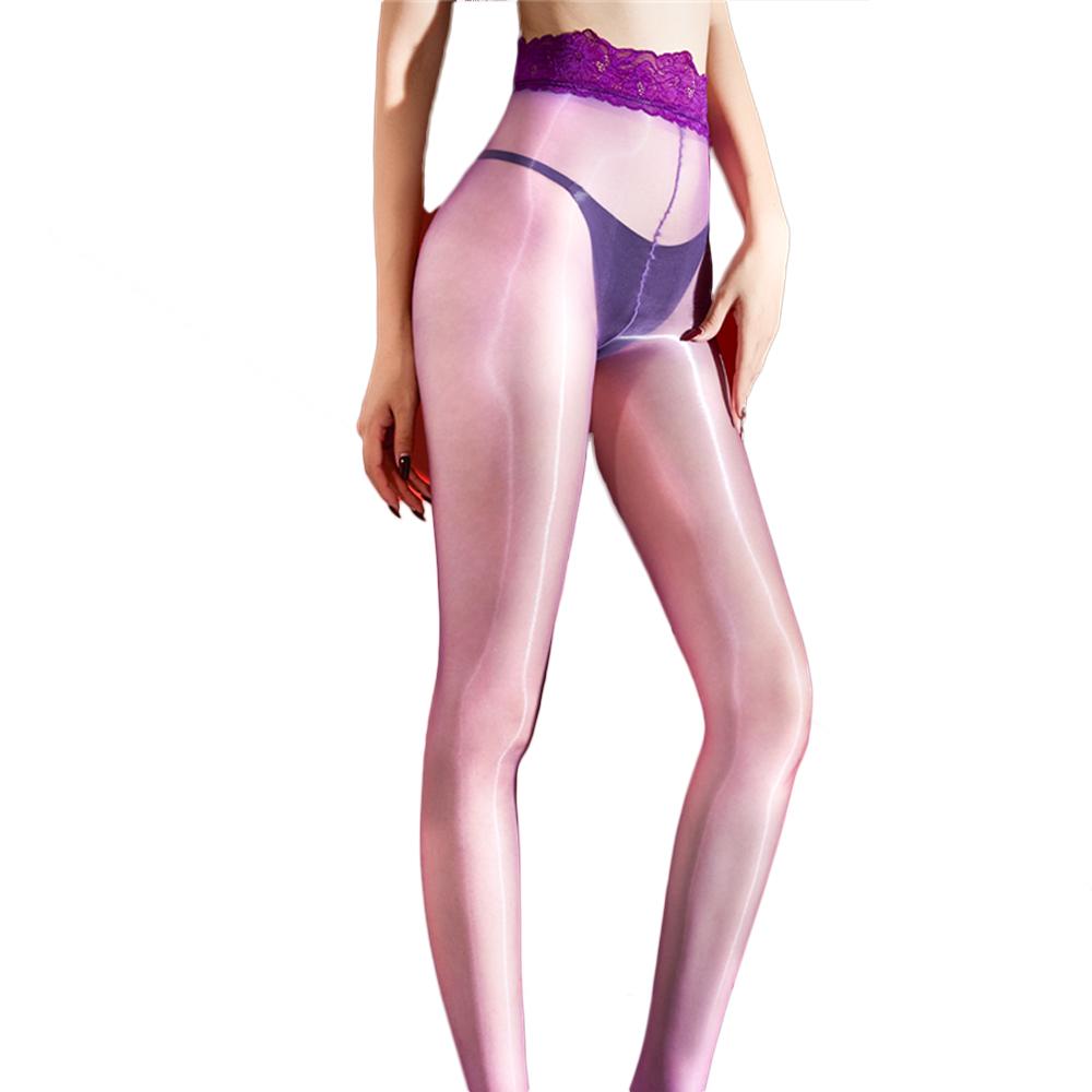 Sexy Women Thin 640 Pin Pantyhose Oil Gloosy Shiny Stockings Yoga Shaping Pantyhose Open Crotch Maid Tights Stockings