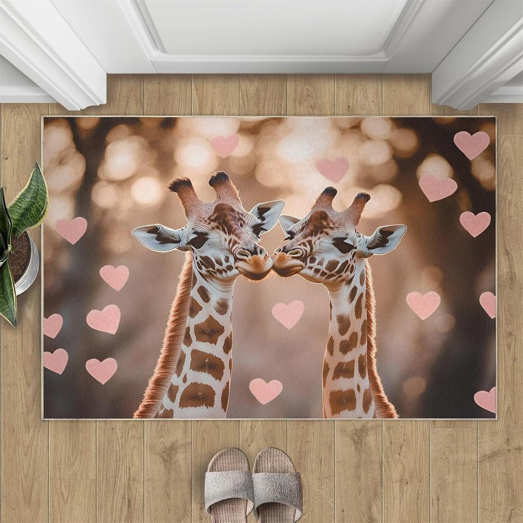 African Savanna Elephant Door Mat Wildlife Scene Home Decor Carpet Oil Painting Art Non-Slip Entrance Rug for Doorway Hallway