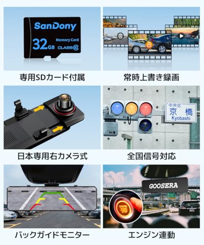 Mirror-Type Dash Cam [2026 Innovative Model, 4K HD Quality, 12-inch Large Screen] Dash Cam with Front and Rear Cameras, WDR & HDR, 170-Degree Ultra-Wi