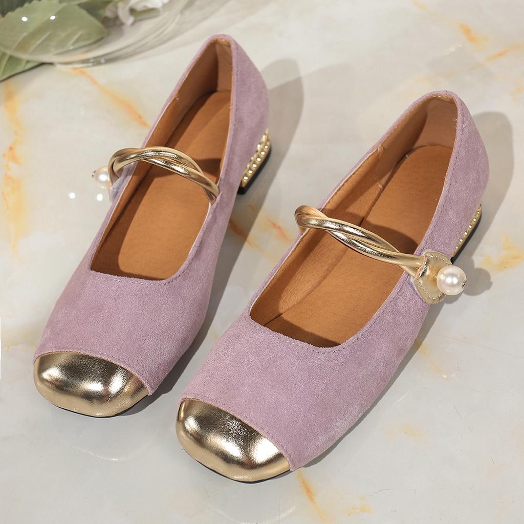 Damen flache Schuhe mit niedrigem Absatz Frühling & Herbst Damen Runde Spitze Flacher Ausschnitt Ein Riemen Rutschfest Damenschuhe Zapatos De Mujer