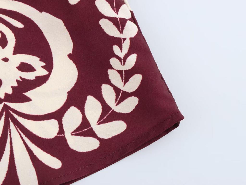 Spring 2025 Women's European & American Style V-neck Printed Long Sleeve Shirt