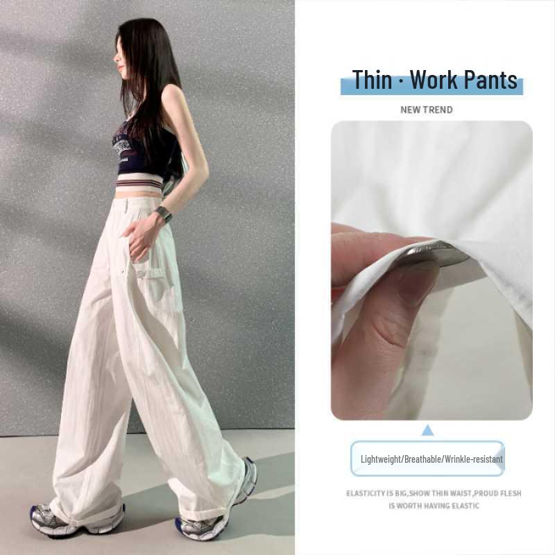 American Retro Spicy Girl Slimming Multi-Pocket Wide-Leg Cargo Pants Large