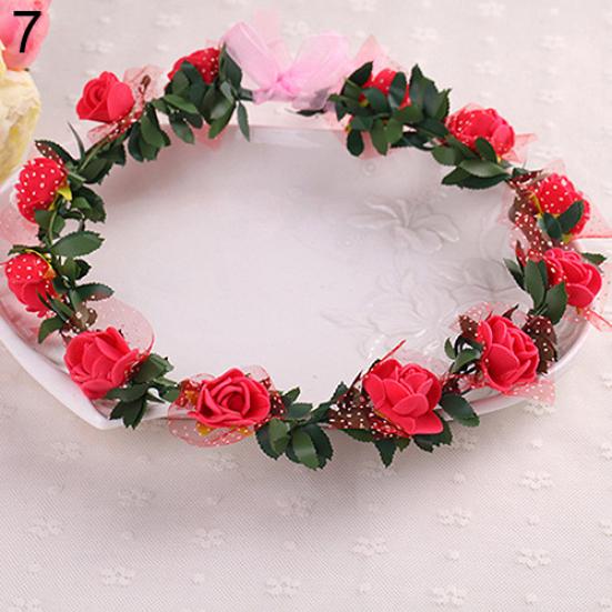 Rose Flower Crown Pannebånd Krans Fest Bryllup Brude Garland Hårbånd Hodeplagg
