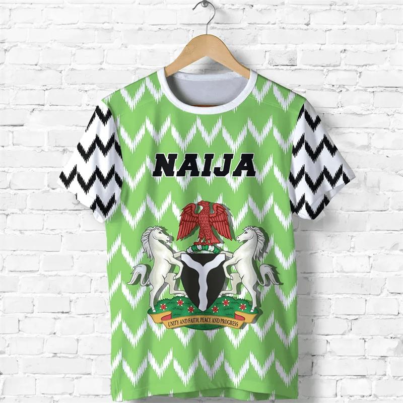 Nigeria Flag Men's T-shirts Nigerian Emblem Graphic Print Africa Clothing Ropa Hombre Summer Oversized Short Sleeve Male Tops
