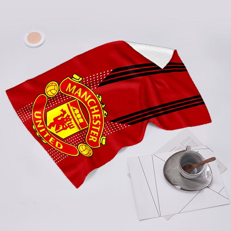 proof beach towel with Manchester United FC logo pattern - soft,absorbent,quick-drying,machine washable - perfect for swimming,camping,bathing