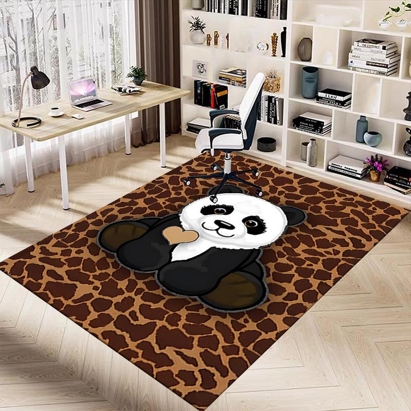1PC Panda Heart Extra Large Non Slip Floor Carpet, Office, Family, Bedroom Large Area Rug Indoor Rugs, Vibrant Colors