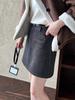 Luxi Retro High-End Wool A-Line Midi Skirt - Women's 2025 Winter Slimming Fleece-Lined Bodycon Mini Skirt
