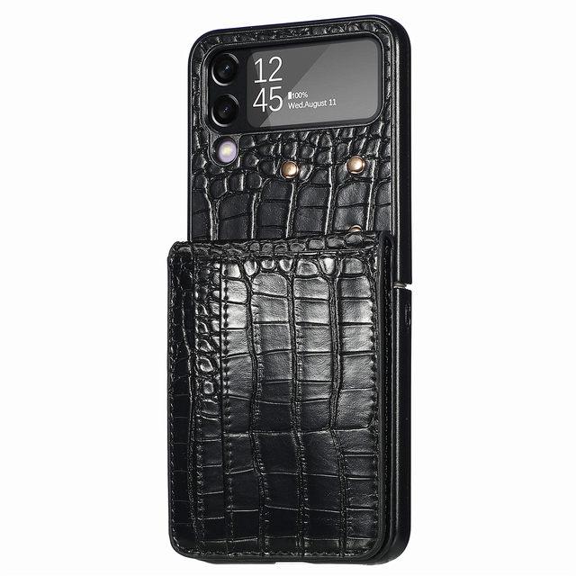 Business Full Protection Crocodile Leather Case For Samsung Galaxy Z Flip4 Flip 4 Zflip4 5g Card Pocket Cell Phone Cover