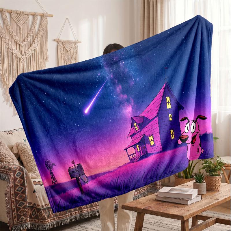 Warm Flannel BlanketCourage the Cowardly Dog Soft Cozy Throw Blanket for Bedroom Couch