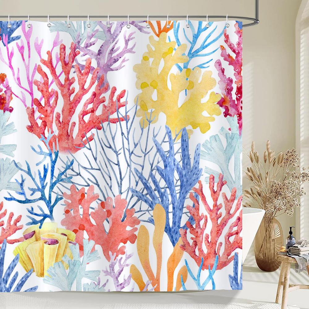 1 Pack Cartoon Turtle,Dolphin,Whale Printing Shower Curtain Partition Bathroom Curtain With Hooks Home Decorative Curtain