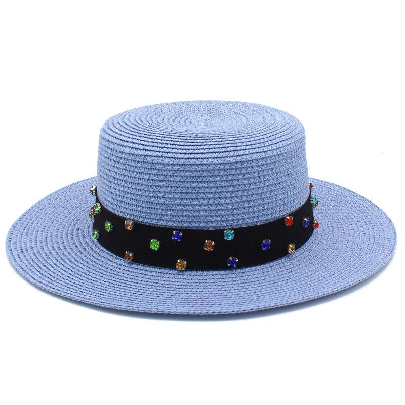 High-quality women's flat-top Panama straw hat summer explosion sunscreen top hat new hat stall