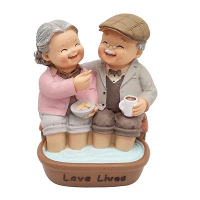 Estatuetas Vovó Vovô Amantes Doces Casal Ornamento para Jardim de Fadas Estatuetas Decoração de Casa em Miniatura Presentes de Aniversário