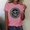 Women's Short-sleeved Loose and Fashionable T-shirt with Crown Print