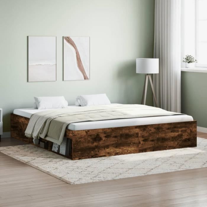 VidaXL Bed Frames Smoked Oak 180x200 Cm Super King 3203884
