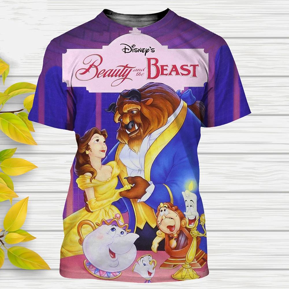 

Summer Disney Beauty and The Beast Cartoon 3d T-Shirts Anime Streetwear Casual T Shirt Kids Tees Tops 100