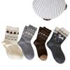 Wool Socks for Autumn and Winter, Three-dimensional Jacquard Warm Mid-calf Women's Socks, Retro Warm Thickened Socks