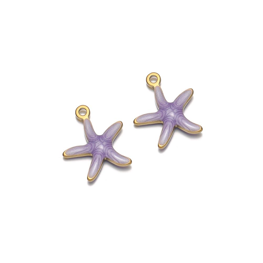 20pcs Stainless Steel Enamel Starfish Girls Bracelet Decoration Kids Summer Cute Necklace Charms DIY Jewelry Making Supplies