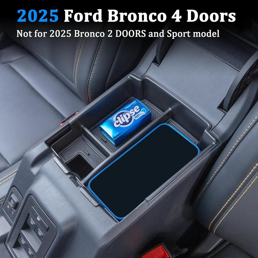 TOPTALL 2025 Upgraded Tray Compatible With Ford Bronco 2025 4-Door Automatic Transmission, Full Size Bronco Center Console Organizer Armrest Box