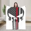 USA Flag Punishers Skull Blanket Plush Throw Blankets Bed Sofa Personalised Lightweight Bedsprea,