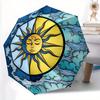 1pc Sun Moon Automatic Open/close Folding Compact Umbrella, 8-Rib Sturdy Canopy, Lightweight Portable, Everyday Use, Gift, Outdoor Umbrella, Travel Es
