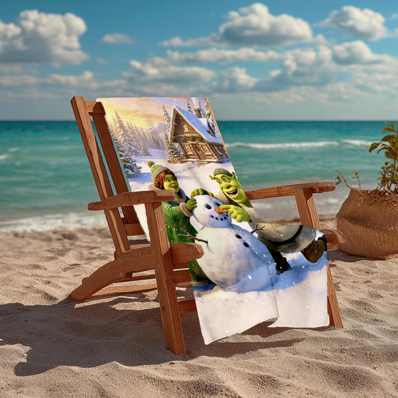 Ultra-weiches Strandtuch mit Shrek-Thema, ideal für Pool - Camping, Tauchen - Perfekter Reisebegleiter, Lebendiges Strandtuch.