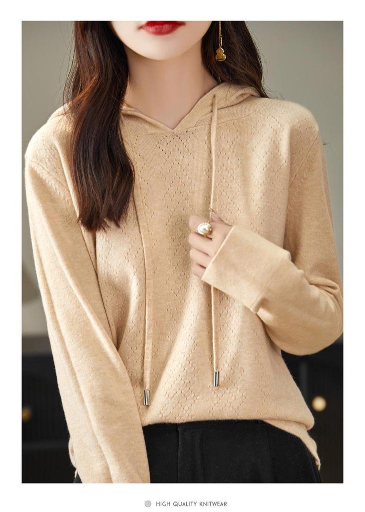 2024 Autumn Women's Knit Hoodie Pullover & Cardigan Sweater Loose Top