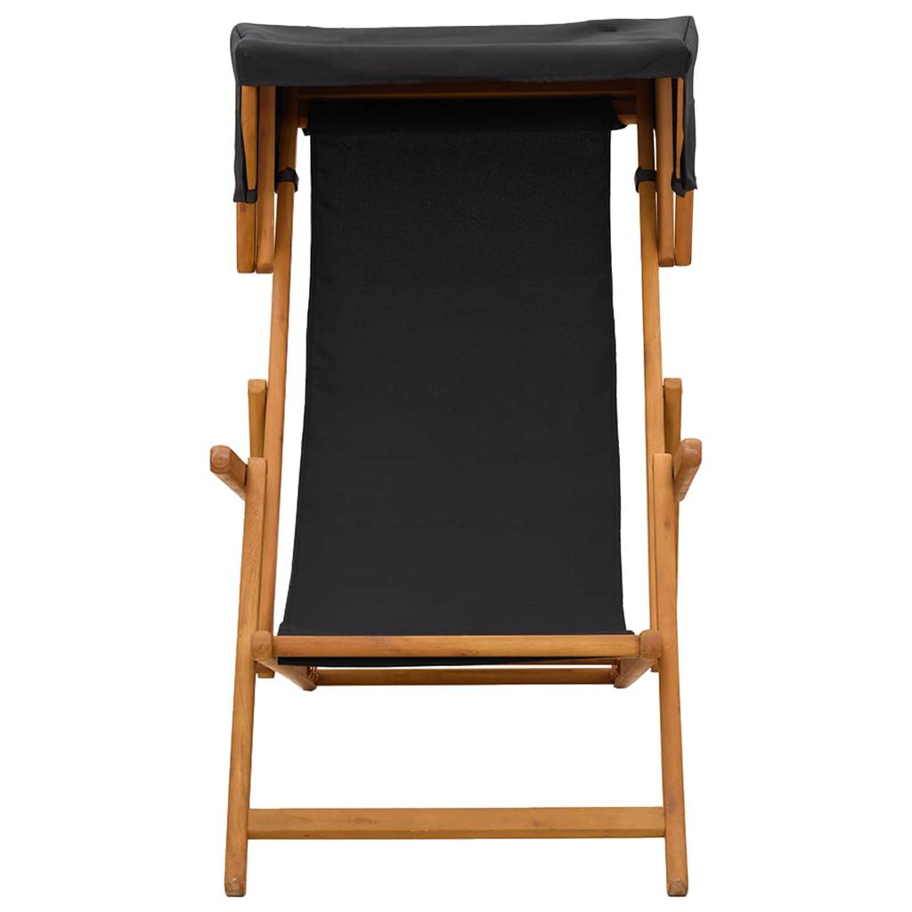 Lounge Chair 2 Pcs 3 Position Solid Eucalyptus Wood Black