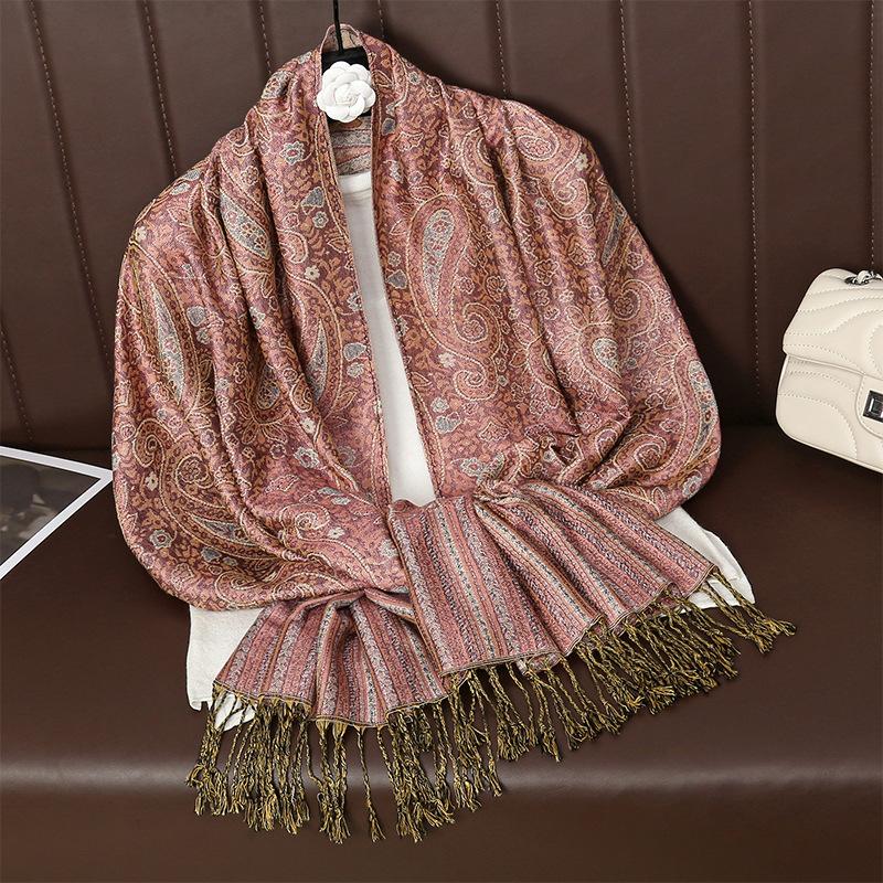 

Весенне-осенние растения цветы кашемировый жаккардовый шарф с принтом универсальный шарф элегантная солнцезащитная шаль женская