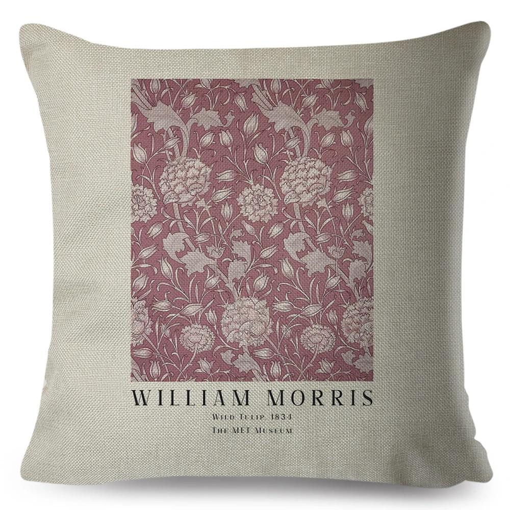 Nordic Style Cushion Cover William Morris Flower Pillowcase Linen Both Sided Decor Violets Botanical Throw Pillow Case for Sofa