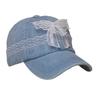 Travel Gathering Lace Bowknot Hat Outdoor Sports Camping Baseball Caps Woman Girl Adjust Head Size Cycling Hiking Hat  Light Blue