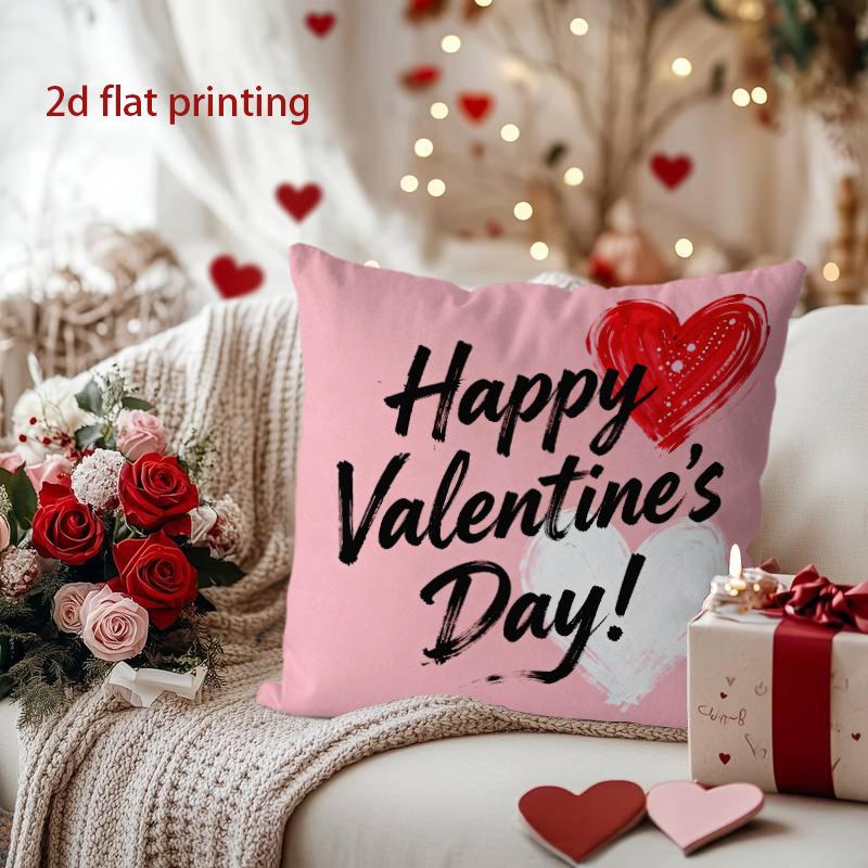 Cute Heart-Gnome Pillow Cover for Valentine's Pattern Cushion Cover Suitable for Sofa Bedroom Car Pillow Cover
