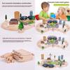 Wooden Train Track Set With 46 Pieces For Kids Educational Play And Imaginative Building