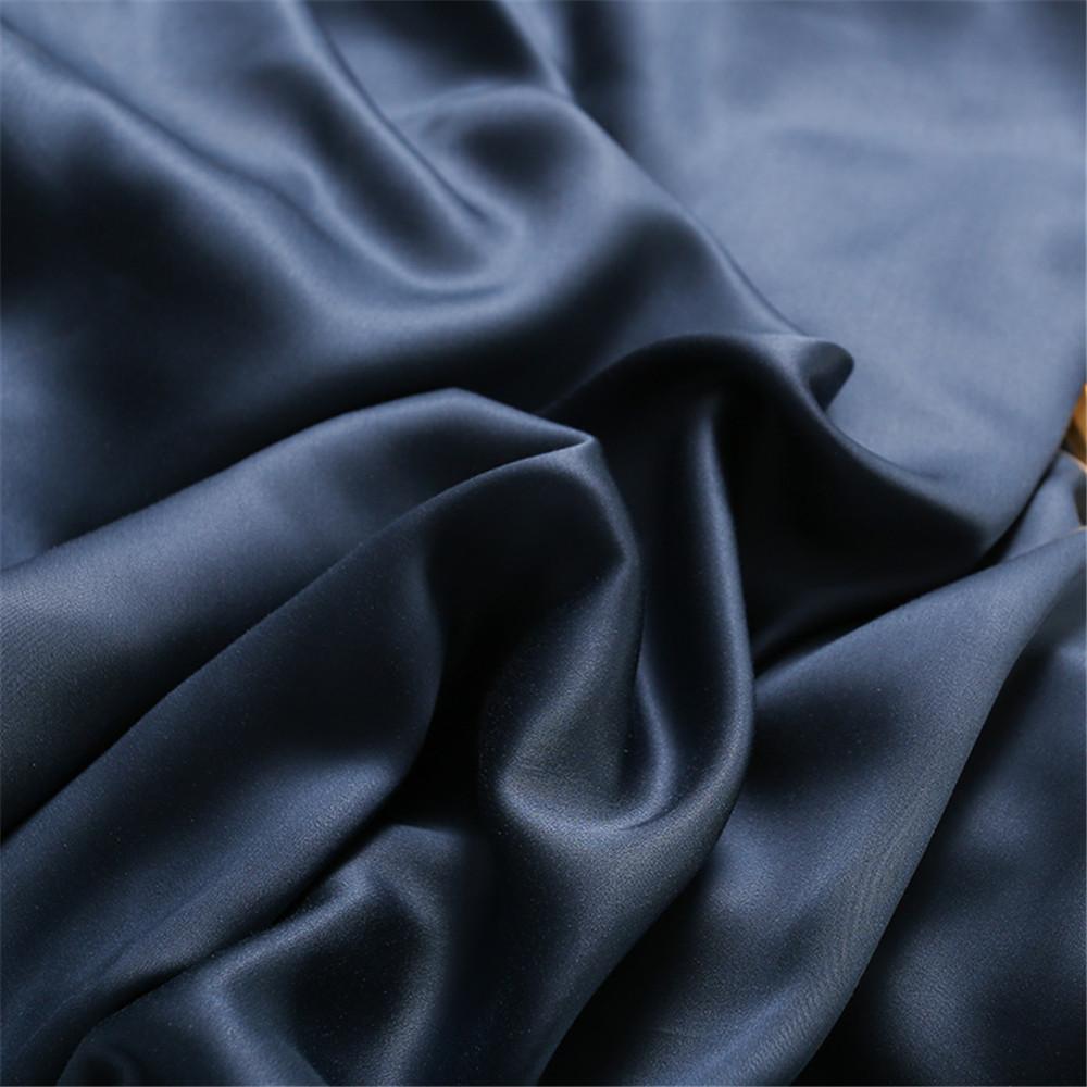 Sondeson Nature 100% Silk Dark Blue Bedding Set Healthy Skin Beauty Queen King Duvet Cover Set Flat Sheet Pillowcase Bed Linen