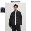 Peacebird Men's Textured Jacquard Denim Shirt