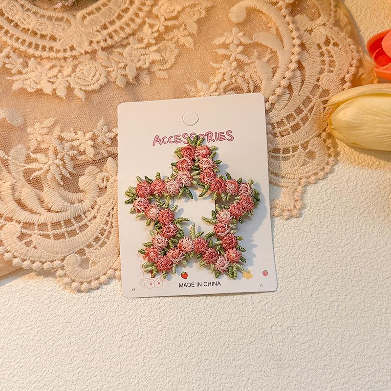 2025 Women's High-End Pink Floral Hair Clip: Sweetheart Design for Bangs and Forehead Styles