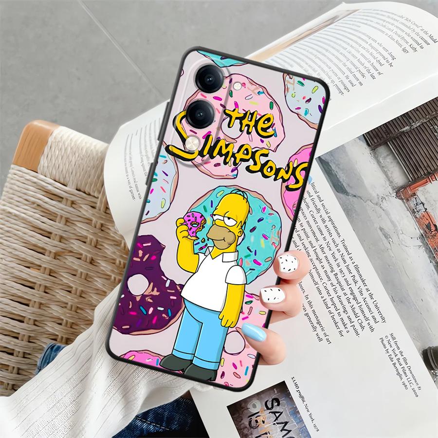 Phone Cover Case for Vivo Y19 Y02 Y11 Y27 Y30 Y20 Y21 Y12 Y15S Y31 Y36 Y33S Y35 Y16 Y17 Y22 S-simpsons Donut